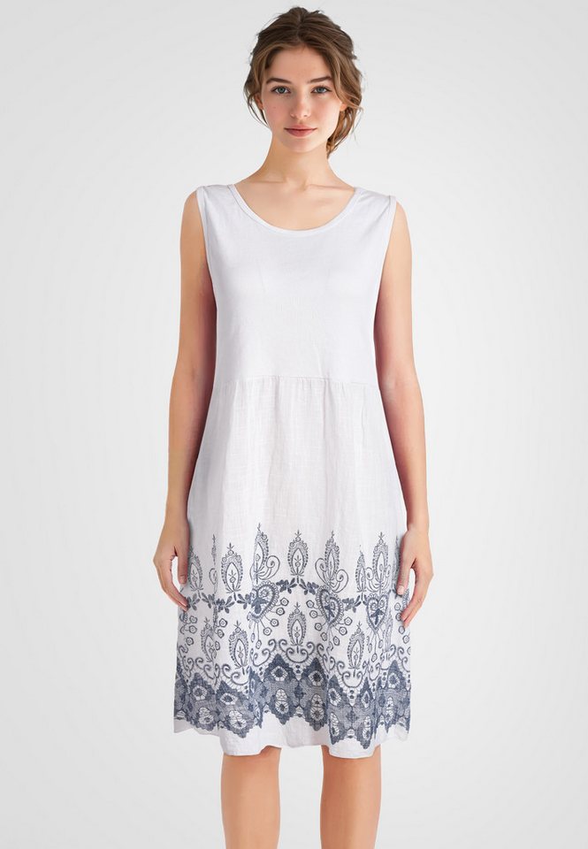 PEKIVESSA Sommerkleid Ärmelloses Trägerkleid aus Rippstrick Rockteil aus Baumwolle Webstoff von PEKIVESSA