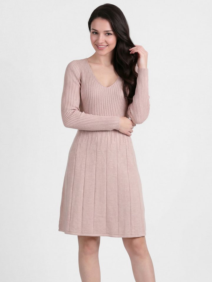 PEKIVESSA Strickkleid Kurzes Ripp-Strickkleid tailliert mit feminin tiefem V-Ausschnitt von PEKIVESSA