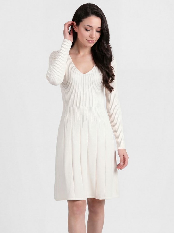 PEKIVESSA Strickkleid Kurzes Ripp-Strickkleid tailliert mit feminin tiefem V-Ausschnitt von PEKIVESSA