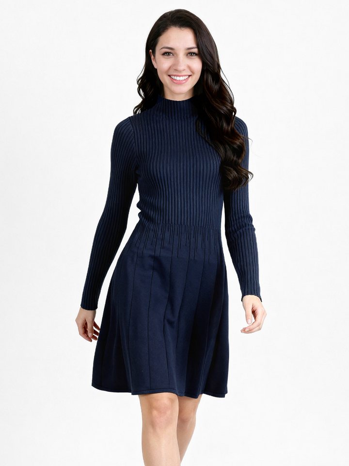 PEKIVESSA Strickkleid Rippstrick-Kleid tailliert mit ausgestelltem Rockteil von PEKIVESSA