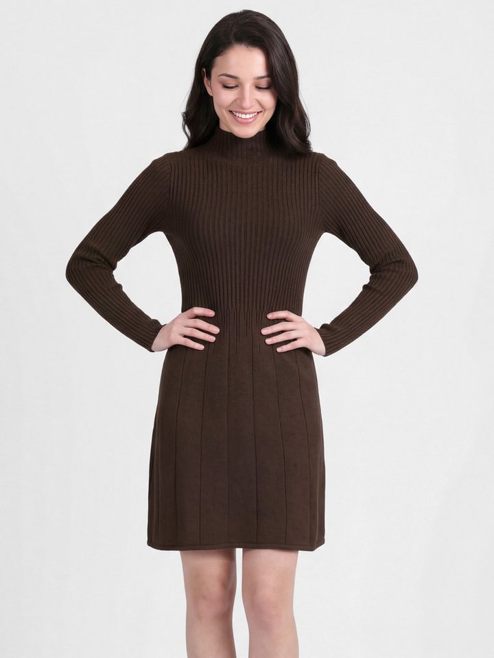 PEKIVESSA Strickkleid Kurzes Rippstrick-Kleid tailliert mit ausgestelltem Rockteil von PEKIVESSA