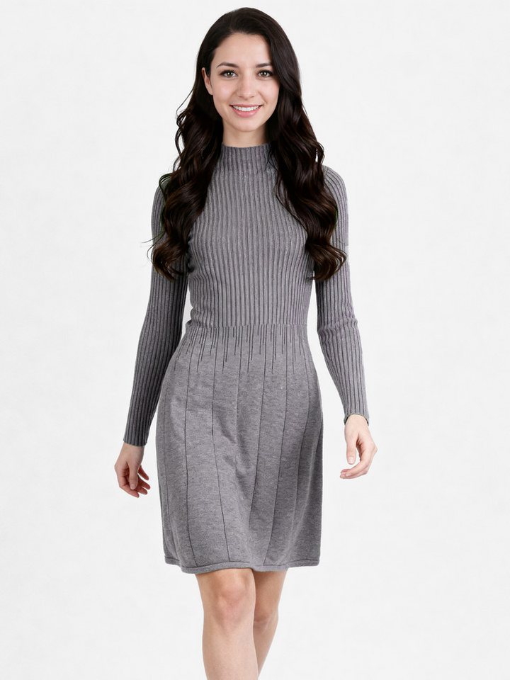 PEKIVESSA Strickkleid Rippstrick-Kleid tailliert mit ausgestelltem Rockteil von PEKIVESSA