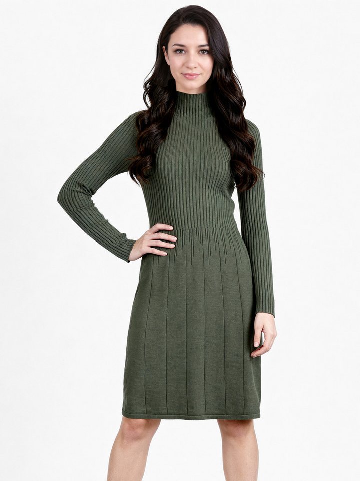 PEKIVESSA Strickkleid Rippstrick-Kleid tailliert mit ausgestelltem Rockteil von PEKIVESSA