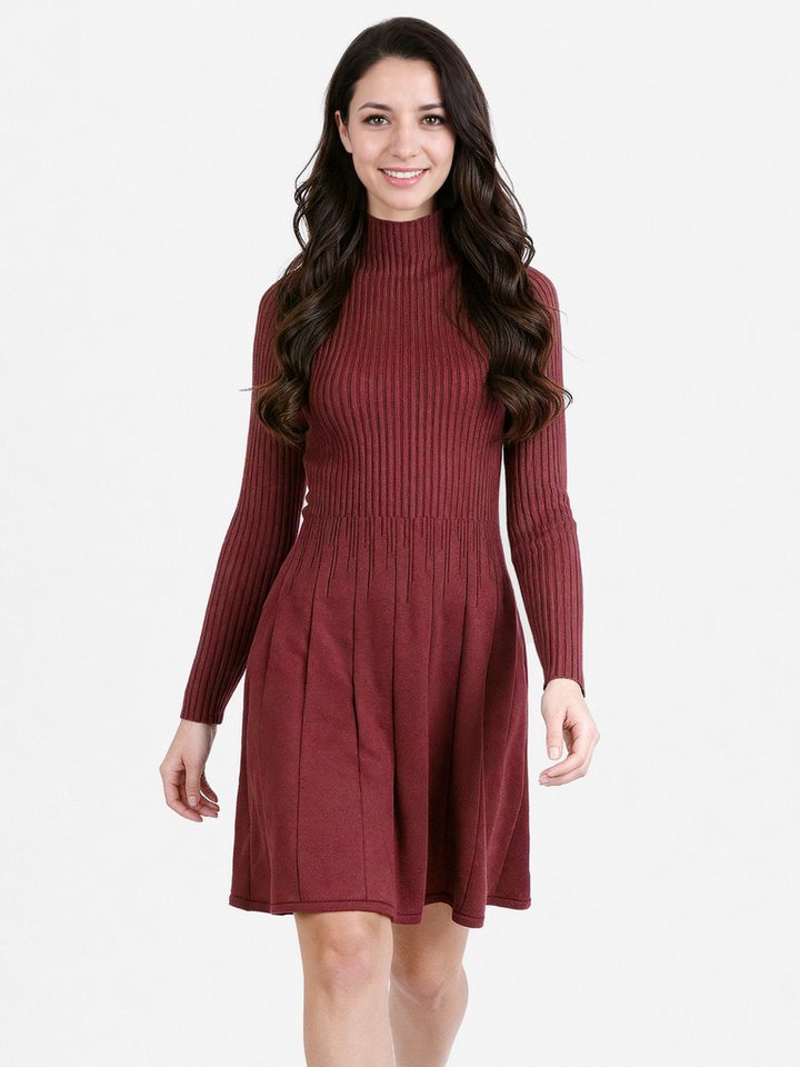 PEKIVESSA Strickkleid Rippstrick-Kleid tailliert mit ausgestelltem Rockteil von PEKIVESSA