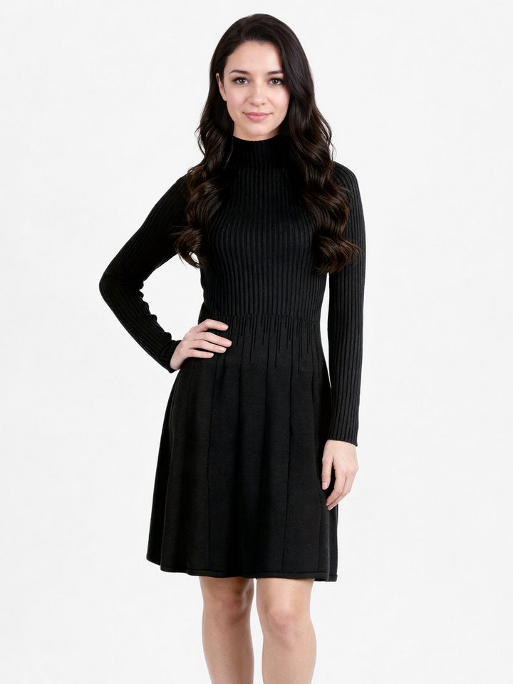 PEKIVESSA Strickkleid Rippstrick-Kleid tailliert mit ausgestelltem Rockteil von PEKIVESSA