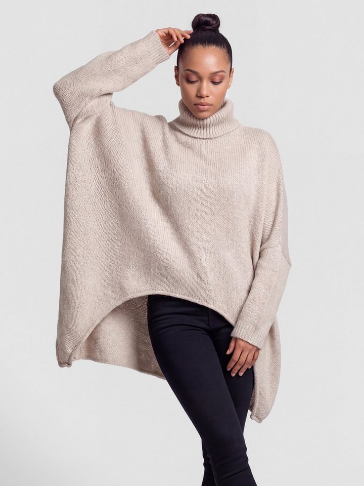 PEKIVESSA Strickpullover Extrem-Oversized Rollkragenpullover im Vokuhila-Schnitt von PEKIVESSA