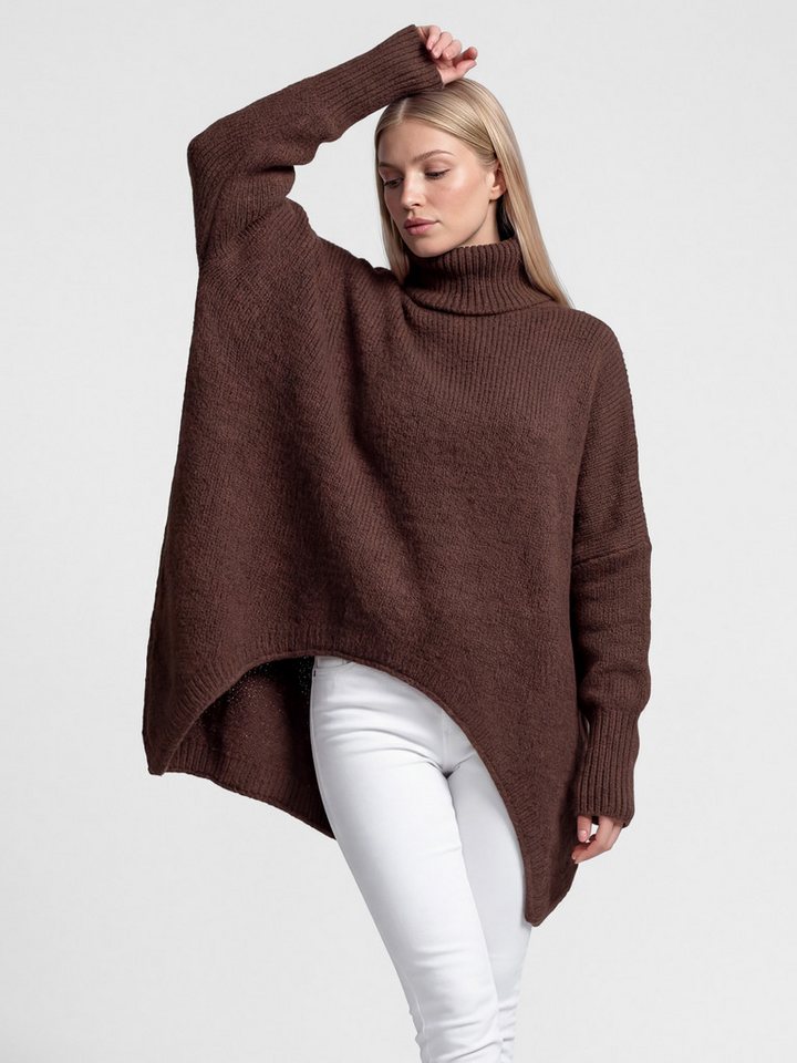 PEKIVESSA Strickpullover Extrem-Oversized Rollkragenpullover im Vokuhila-Schnitt von PEKIVESSA