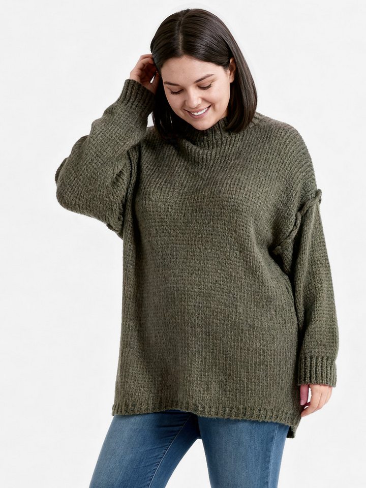 PEKIVESSA Strickpullover Grobstrickpullover mit Rundhalsausschnitt sichtbahre Naht am Ärmel von PEKIVESSA