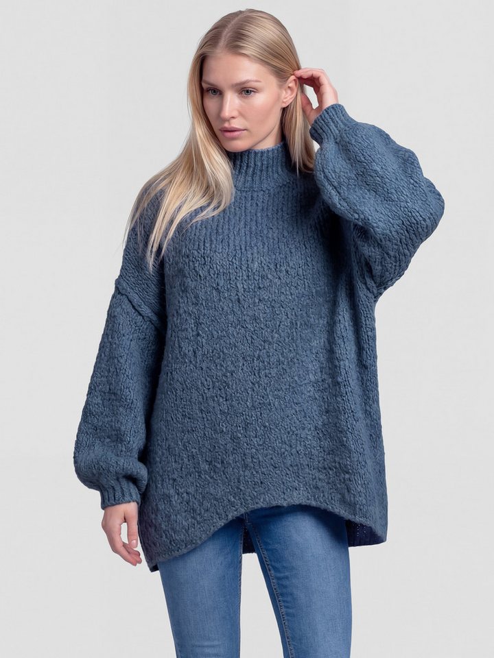PEKIVESSA Strickpullover Ultra-Oversized Grobstrick-Pullover mit Ziernähten an den Ballonärmeln von PEKIVESSA