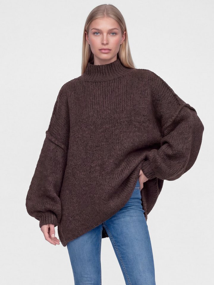 PEKIVESSA Strickpullover Ultra-Oversized Grobstrick-Pullover mit Ziernähten an den Ballonärmeln von PEKIVESSA