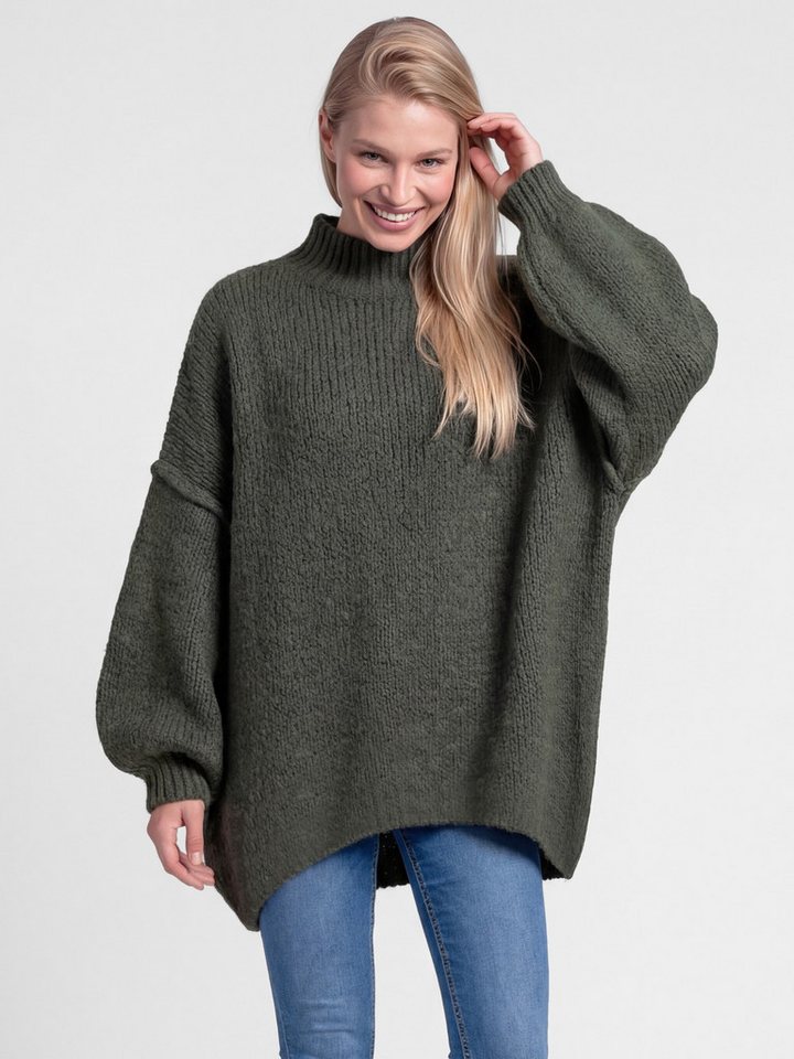 PEKIVESSA Strickpullover Ultra-Oversized Grobstrick-Pullover mit Ziernähten an den Ballonärmeln von PEKIVESSA