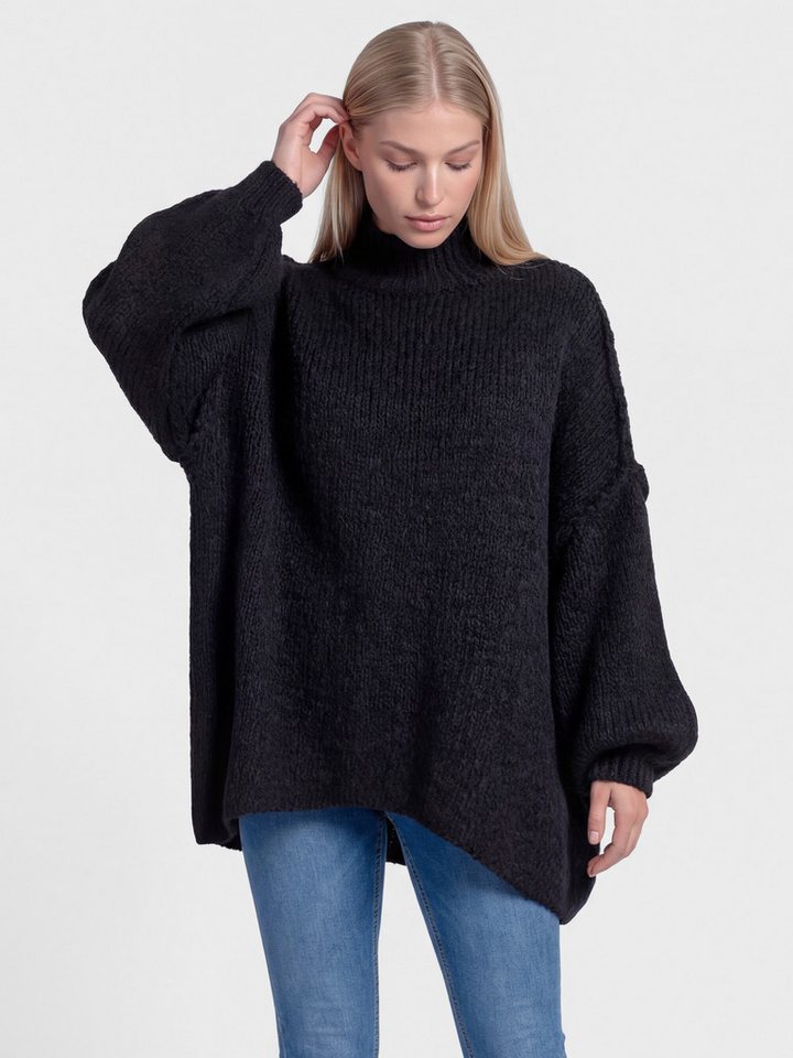 PEKIVESSA Strickpullover Ultra-Oversized Grobstrick-Pullover mit Ziernähten an den Ballonärmeln von PEKIVESSA