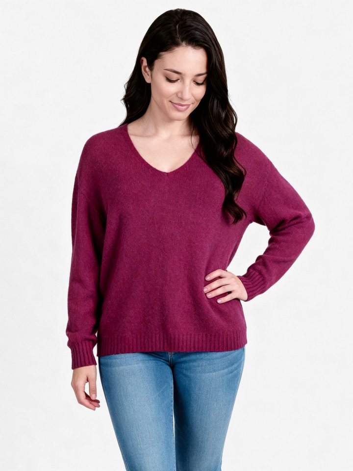 PEKIVESSA Strickpullover V-Ausschnitt-Pullover aus Alpaka-Wollmix kuschelweiche Materialmischung von PEKIVESSA