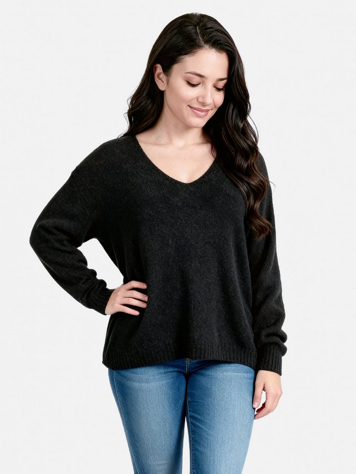 PEKIVESSA Strickpullover V-Ausschnitt-Pullover aus Alpaka-Wollmix kuschelweiche Materialmischung von PEKIVESSA