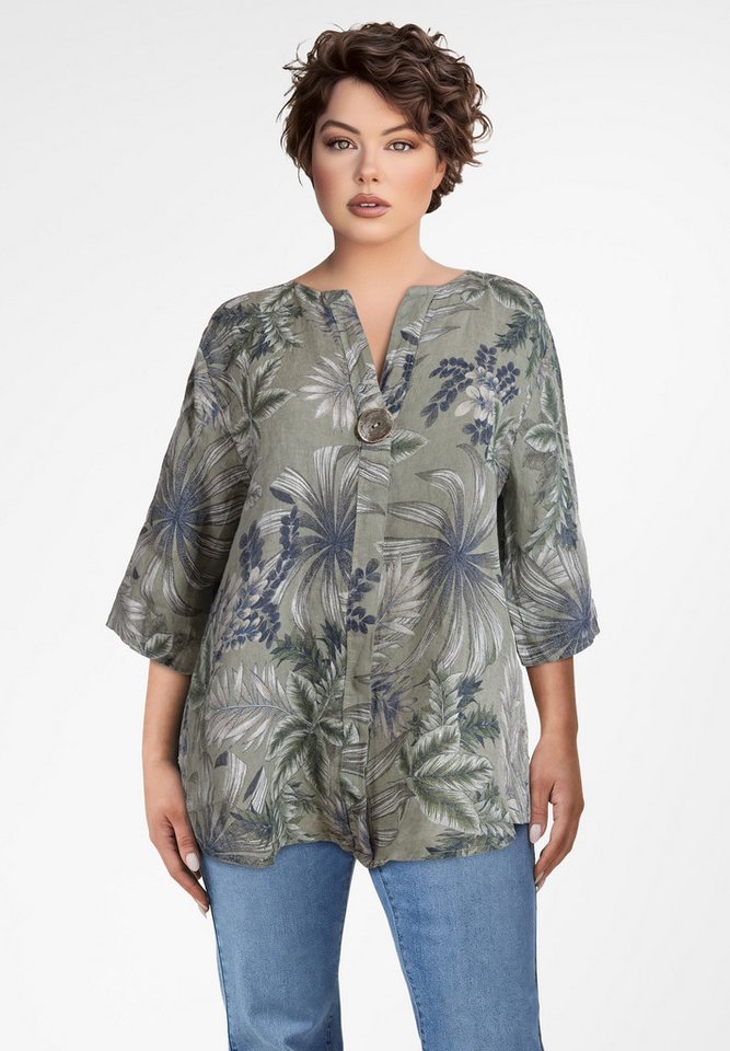 PEKIVESSA Tunika Bluse Leinen mit 3/4-Arm Blumenmuster von PEKIVESSA
