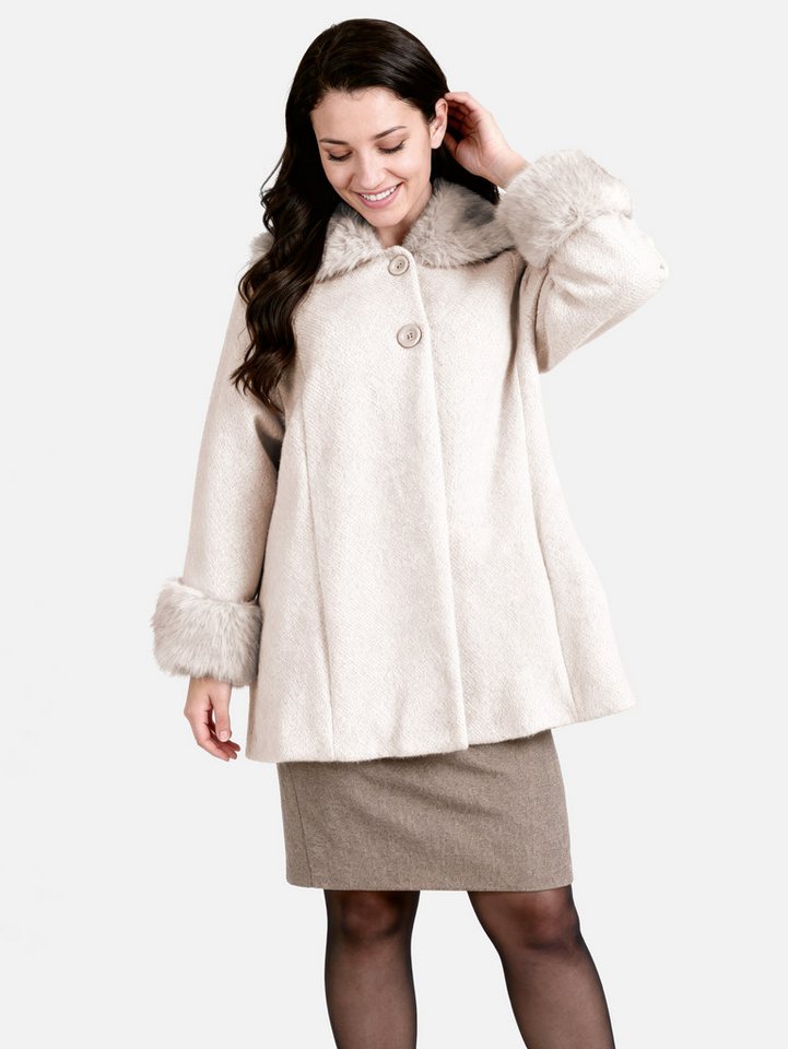 PEKIVESSA Winterjacke Elegante Jacke mit Fellimitatkragen gefüttert mit Kunstfell am Kragen und Ärmel von PEKIVESSA