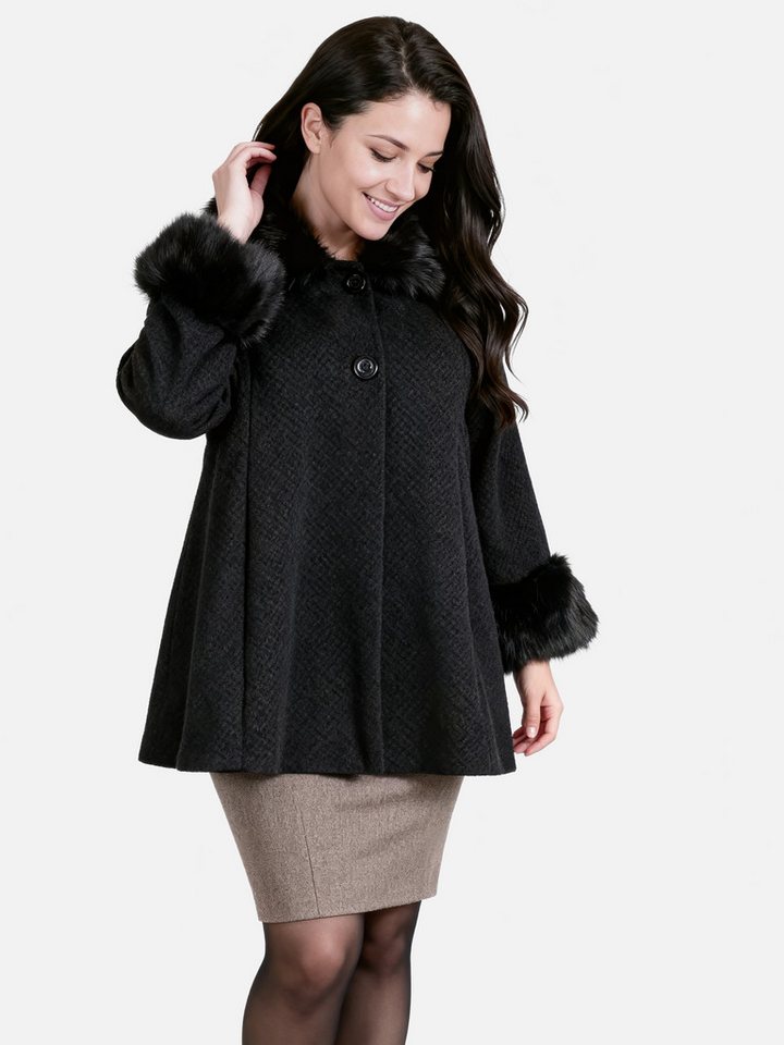 PEKIVESSA Winterjacke Elegante Jacke mit Fellimitatkragen gefüttert mit Kunstfell am Kragen und Ärmel von PEKIVESSA