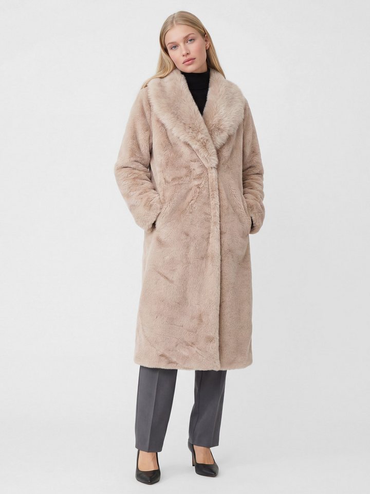 PEKIVESSA Wintermantel Flauschiger Midi-Mantel aus Fellimitat mit elegantem Schalkragen von PEKIVESSA