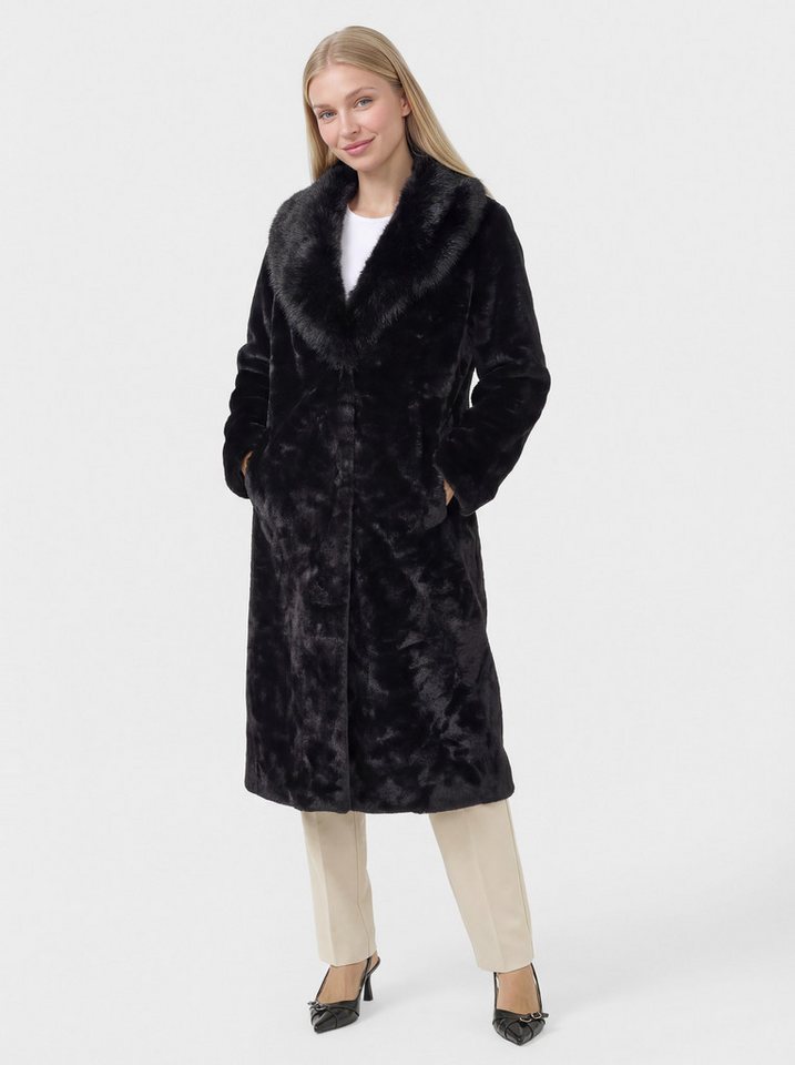 PEKIVESSA Wintermantel Flauschiger Midi-Mantel aus Fellimitat mit elegantem Schalkragen von PEKIVESSA