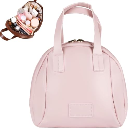 Mehrschichtige Shell-geformte kosmetische Tasche, Make-up Fall Organizer mit Fächern, Make-up Tasche für Frauen, Tragbare große kosmetische Tasche Make-up Fall Organizer (Pink) von PEKJDS