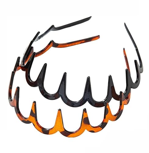 Stirnband Haarbänder für Frauen Männer, vielseitige Welle Stirnbänder Umkehrbare Stirnbänder mit Zähnen, neue U-Form Mode Zahn Haarkamm Stirnband (2PCS-Black+Brown, One Size) von PEKJDS