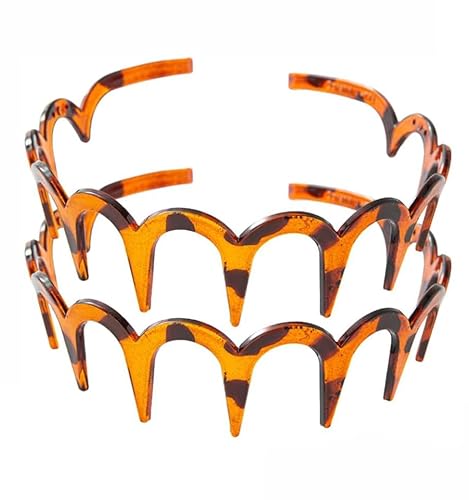 Stirnband Haarbänder für Frauen Männer, vielseitige Welle Stirnbänder Umkehrbare Stirnbänder mit Zähnen, neue U-Form Mode Zahn Haarkamm Stirnband (2PCS-Brown, One Size) von PEKJDS
