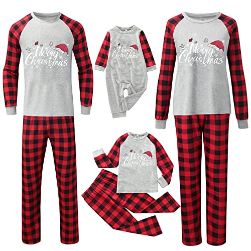 PEKLOKIW Pyjama Weihnachten Familie,Pyjama Weihnachten Familie Lang Matching Schlafanzug Mädchen Jungen Rot-weiß Pyjama Damen (Herren, M) von PEKLOKIW