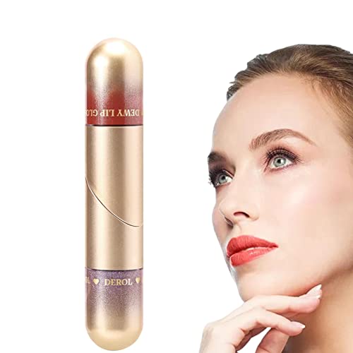 Flüssiger Lippenstift, 2-in-1 Liquid Shine Glossy Lip Tint, Hydratisierte und voller aussehende Lippen, langanhaltender Sweet Lip GlazeWaterproof Lip Gloss Kit Pekmar von PEKMAR