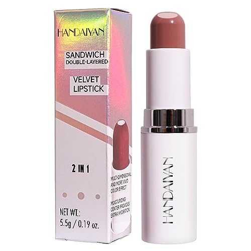 Langanhaltender Lippenfleck - 5,5 g tragbares 2-in-1-Lippenstift-Make-up für Frauen,Langanhaltendes, natürlich pralles Lippenfarb-Make-up, multifunktionale Schönheitskosmetik-Lippenstifte für Pekmar von PEKMAR