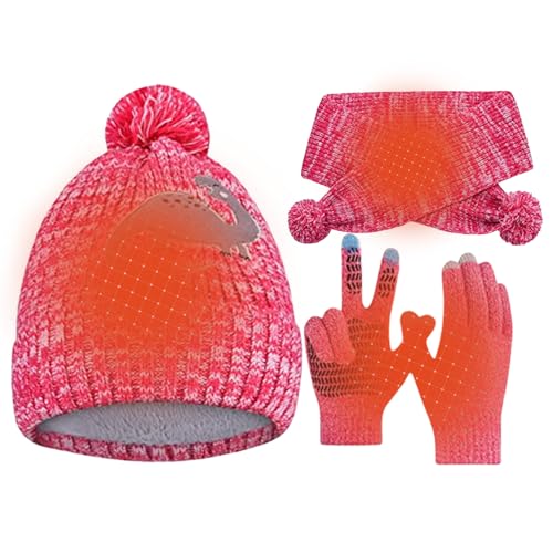 Wintermütze Schal Handschuhe Set - Set aus warmer Strickmütze, Schal und Handschuhen - Warmes Strickmütze-Schal-Set für Jungen und Mädchen Pekmar von PEKMAR