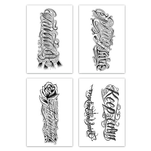 2 Pcs Cursive Temporäre Tattoo Aufkleber Für Männer Wasserdicht Langlebige Arm Brust Saft Semi-Permanent Simulation Tattoo von PEKNUX