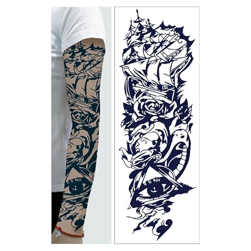 2 Stück Kräutersaft Voller Arm Temporäre Tattoo Aufkleber Für Männer Großes Bild Wasserdicht Simulierte Blume Arm Voller Arm Tattoo von PEKNUX