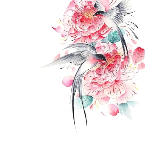 2 pcs Fake Tattoos Schwalbe Lotus Temporäre Tätowierung Große Blume Arm Japanischer Wasserdichter Gefälschter Tätowierungsaufkleber Vogelsimulationsaufkleber Für Männer Und Frauen von PEKNUX