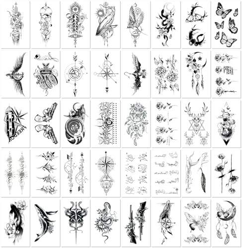 40 Blatt kleine schwarze temporäre Tattoos Persönlichkeit wasserdichte gefälschte Körperkunst Aufkleber für Frauen Männer Kinder Party von PEKNUX