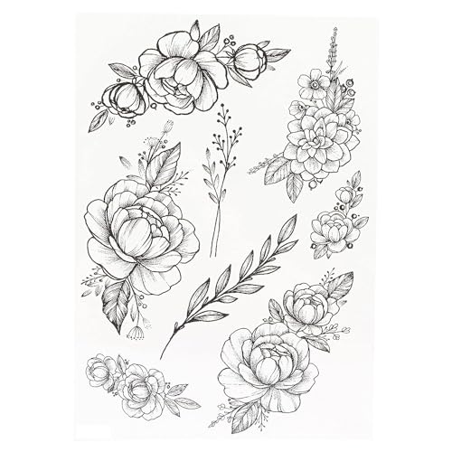 5 Bilder Blume Temporäre Tätowierung Frauen Mädchen Blumen Wasserdicht Langlebig Temporäre Tätowierung Aufkleber Fake Tattoo Body Art Sticker von PEKNUX