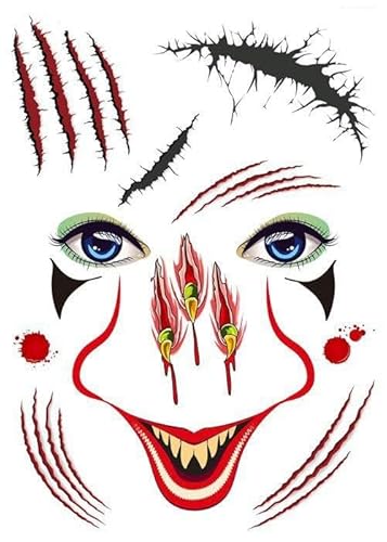 5 Blatt Halloween-Requisiten, Party, Temporäre Tattoo-Aufkleber, Atmosphäre, Maskerade, Party, Blutige Narben, Gefälschte Tattoos von PEKNUX