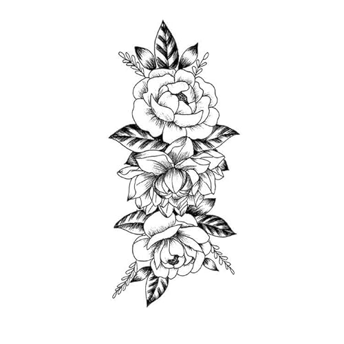 6 Kleine Volle Arm Wasserdichte Blume Arm Tattoo Tier Schwarz Und Weiß Blume Temporäre Tattoo Für Männer Und Frauen von PEKNUX