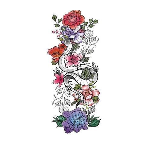 6 Kleine Volle Arm Wasserdichte Blume Arm Tattoo Tier Schwarz Und Weiß Blume Temporäre Tattoo Für Männer Und Frauen von PEKNUX