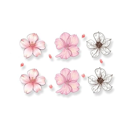 6 pcs Fake Tattoos Kirschblüten-Tätowierung Einfache Blume Einfaches Handgelenk Wasserdicht Für Frauen Dauerhaftes Schlüsselbein Kleiner Musteraufkleber von PEKNUX