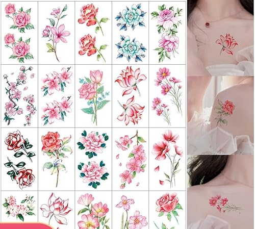 Fake Tattoos Wasserdichte Weibliche Langanhaltende Gemalte Blumen Auf Der Anderen Seite Der Blume Temporäres Tattoo Sexy Schlüsselbein Heißes Mädchen Temporäres Tattoo von PEKNUX