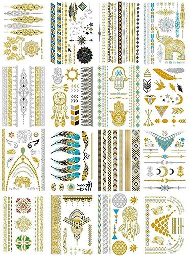 Heißer Stempel Set Heißer Silber Wasser Transfer Druck Simulation Tattoo Casual Party Temporäre Tattoo Aufkleber von PEKNUX