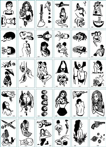 Mädchen-Tattoo-Aufkleber, Weiblich, Englisches Alphabet, Cartoon, Temporäre Tattoo-Aufkleber von PEKNUX