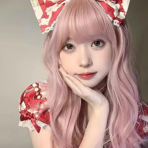 Perücke Damen Langes Haar Rosa Rosa Leicht Lockiges Mittellanges Haar Wasser Welligkeit Mode Lockiges Haar Natürliche Simulation Perücke Damen Langes Haar Rosa Rosa Leicht Lockiges Mittellanges Haar Wasser Welligkeit Mode Lockiges Haar Natürliche Simulation von PEKNUX