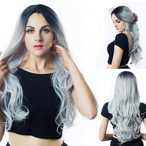 Perücke Für Frauen Mit Langem Lockigem Haar Mit Farbverlauf, Großen Wellen, Mittelscheitel-Pony, Langem Haar, Kopfbedeckung Aus Chemiefaserperücke Perücke Für Frauen Mit Langem Lockigem Haar Mit Farbverlauf, Großen Wellen, Mittelscheitel-Pony, Langem Haar, Kopfbedeckung Aus Chemiefaserperücke von PEKNUX