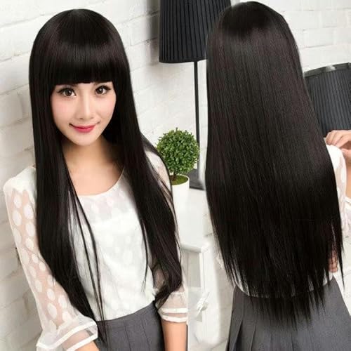 Perücke Für Frauen Mit Langen Glatten Haaren Und Pony, Flauschige Perücke Perücke Für Frauen Mit Langen Glatten Haaren Und Pony, Flauschige Perücke von PEKNUX