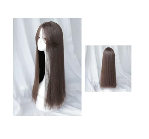Perücke Für Frauen Mit Langen Haaren, Flauschigem Pony, Natürlichem Vollkopf, Realistischem Perückenset Mit Glattem Haar von PEKNUX