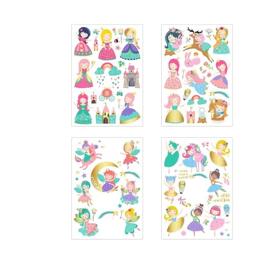 Prinzessin Schloss Bronzing Tattoo Aufkleber Ballett Mädchen Bronzing Regenbogen Tattoo Aufkleber von PEKNUX