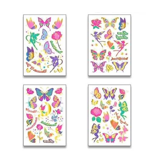 Schmetterlings-Blumen-Fee-Tätowierungs-Aufkleber Niedlicher Blumen-Cartoon-Tätowierungs-Aufkleber von PEKNUX