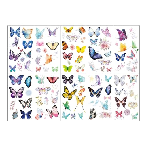 Schmetterlings-Blumen-Tätowierungs-Aufkleber Cartoon-Bunter Blumen-Schmetterlings-Tätowierungs-Aufkleber von PEKNUX