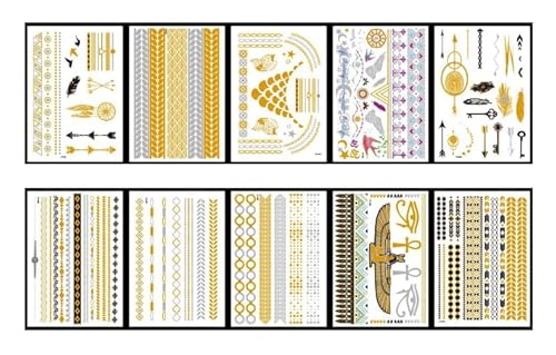 Temporäre Tätowierung Im Ethno-Stil, Bronzierend, Langlebig, Wasserfest, Aufkleber Für Braut, Junggesellenabschied von PEKNUX